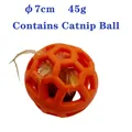 Orange hollow TPR rubber pet ball with internal catnip ball and decorative feathers - Small Orange with Catnip Feather Ball