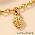 Detail of 17x10mm gold ladybug pendant with fine dotted texture and O-link chain - Ladybug (69)