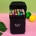 Set of 24 colors dual-tip alcohol markers in a black storage bag for art and sketching - 24 Colors Black Barrel Markers