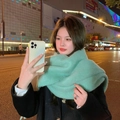 Thick green faux cashmere scarf with tassels for winter warmth and street style - Feldspar Green
