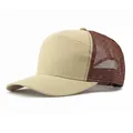 Minimalist beige and brown breathable mesh baseball cap for outdoor sun protection - Adjustable / Khaki