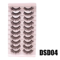 10-pair set of voluminous curly false eyelashes in model DSD04 on pink tray - DSD04 (Pink)