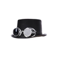 Schwarzer Steampunk-Zylinder mit silberner Retro-Brille für Halloween-Cosplay-Kostüme - Steampunk-Stil / Schwarz (Silberne Brille)