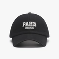 Berretto da baseball in cotone nero con ricamo Paris bianco e visiera ricurva - Regolabile / Nero