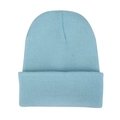 Classic knitted acrylic beanie hat in light blue with a stylish cuffed design - L (54-60cm) / Light Blue