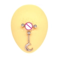 Heart-shaped nipple ring with moon pendant in polished stainless steel for body piercing - Pave Rhinestone Moon Style (NPR231124011)