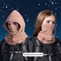 Pasamontañas de forro polar camel con calentador de cuello desmontable para esquí y exterior - Caqui