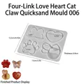Molde de silicona huella de gato y corazón para llaveros y joyas de resina DIY - 4 Cavidades Corazón Pata de Gato