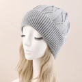 Gorro de punto gris con diseño de ondas para hombre y mujer, gorro térmico - Talla única / Gris claro