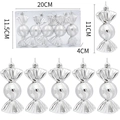 5-pack silver candy-shaped Christmas tree ornaments with spiral glitter finish - 5pcs/box / Silver