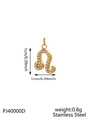 Golden stainless steel Leo zodiac pendant charm with pavé cubic zirconia inlay - Gold Leo (Inlaid)