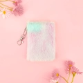 Mini taccuino A7 in peluche sfumato rosa e verde con chiusura a moschettone in metallo - A7 Mini / Viola Multi