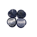 Detailed view of four heart-shaped blue sodalite worry stones with natural texture - Blue Sodalite
