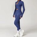 Ensemble de yoga bleu marine 3 pièces avec veste zippée, brassière de sport et leggings taille haute - S / Haut Et Bas / Ensemble 3 Pièces (Soutien-Gorge+Pantalon+Veste) / Violet Marbré