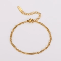 Detalle de pulsera de cadena de olas de oro con eslabón ajustable y etiqueta S.Steel - Pulsera de 16+4cm / Dorado