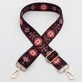 Correa de bolso tejida negra estilo étnico con flores y hebillas doradas ajustables - Estilo 357 / Dorado