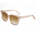 Schicke Nude-Fassung Cat-Eye-Sonnenbrille mit braunen Verlaufsgläsern und UV-Schutz. - Transparenter Teerahmen Doppelbraune Gläser