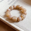 Chic milky tea marble resin bracelet featuring alternating square and round beads - Light Coffee