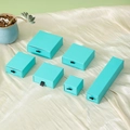 Scatole portagioie a cassetto blu tiffany con tiranti in nastro nero su seta - Azzurro