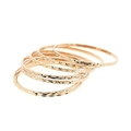 Set of stackable rose gold diamond-cut pattern titanium steel bracelets for women - 7 Ring Set / Inner 68mm Width 4mm / Rose Gold (KB203983-LO)
