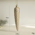 Addobbo natalizio a forma di pigna dorata con glitter per albero di Natale 13cm - Pigna Lunga