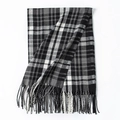 Klassieke Britse zwart-wit geruite sjaal met zachte franjes voor winterse warmte - 65*200cm / Zwart & Grijs Geruit