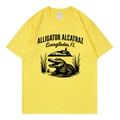 Yellow 100% cotton T-shirt with Alligator Alcatraz print and crew neck design - Yellow