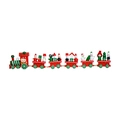 Classic red wooden Christmas train set with Santa Claus and snowman figures - 6 Sections - Red Long Decorative
