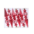 6-pack of red and silver Christmas ornaments in elongated teardrop and ball shapes - Option Two (6-pack)