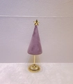 Purple velvet cone jewelry display stand with gold star top and metal base support - Taro Purple