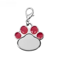 Customizable red paw shaped metal pet ID tag with lobster clasp for dog collar - Cat Paw / Red