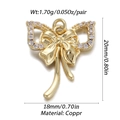 Detailed view of a gold bow pendant with cubic zirconia pave and product dimensions - Pave Gold Bow (YSN008-04)
