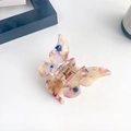 Iridescent butterfly hair claw with pink and blue marbled acetate pattern - 5.5cm / Rainbow
