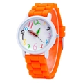 Cartoon orange silicone strap watch for kids with colorful pencil-shaped hands - Orange