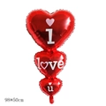 Three-tiered red heart foil balloon with I love u text for Valentines Day 98x50cm - Triple Hearts