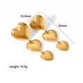 Detailed view showing dimensions and weight of 18K gold-plated heart drop earrings - Gold Triple Heart Dangle Style (62-TE6159)