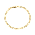 Pulsera de cadena Figaro clásica de plata de ley S925 con acabado en oro pulido - Cadena Figaro 3.3MM - Oro 18K / 16.5cm