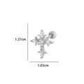 Silver cross earring with cubic zirconia and screw back, size 1.27cm by 1.03cm - 11# Silver