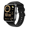 QS11 Smart Watch with black silicone strap monitoring heart rate and sleep patterns - Black Case (Black Silicone)