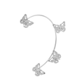 Silver butterfly ear cuff with sparkling diamonds in a minimalist aesthetic design - Silver C Style Left