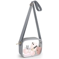 Gray transparent crossbody bag for stadium events with adjustable strap and PVC finish - Gray