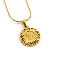 Collana dorata con ciondolo rotondo lettera V e catena a serpente per donna - Lettera V