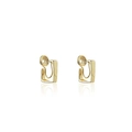 Minimalist gold square geometric clip-on earrings with smooth metal finish and mirror reflection - Gold Geometric U-Shaped Ear Clip