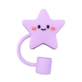 Purple star-shaped silicone straw cover cap with smiley face for 10mm Stanley tumbler - Star Shape / Purple