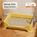 Yellow dog potty with stainless steel grid, 51x36x12cm size for small pets - 18mm Grid / Yellow