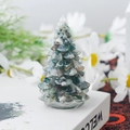 Figurine de sapin de Noël miniature en résine agate mousse avec texture verte naturelle - 39 Agate mousse