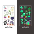 Luminous Halloween tattoos featuring skulls and pumpkins with neon green glow effect - Zombie Hand and Skull Style (WS-366)
