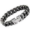 Gourmette gravée rétro pour homme en finition argent vintage sur fond blanc neutre - Argenté