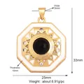 Goldener Achteck-Anhänger mit weißer Emaille und Mikro-Pavé-Kristallen, 33 mm Variante - Beige L254137-Weiß Achteck