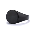 Detailed side view of polished black stainless steel signet ring for unisex style - US 5 / Black Small
